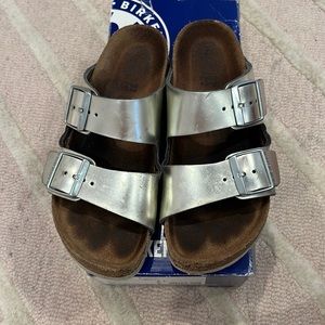 Birkenstock size 37 silver leather Arizona BS